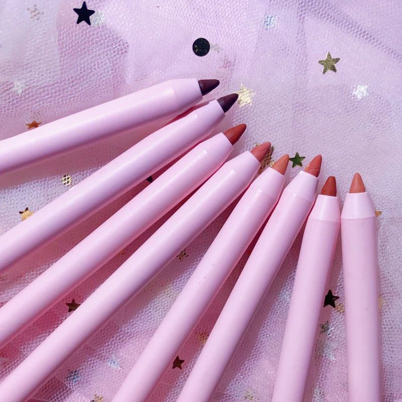 

2022 new popular pink lip liner vegan private label wholesale long lasting colored automatic lip liner pen
