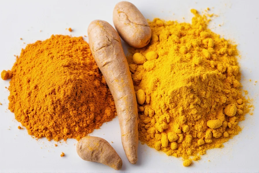 Turmeric root and powder showing natural form versus processed supplement options for health uses
