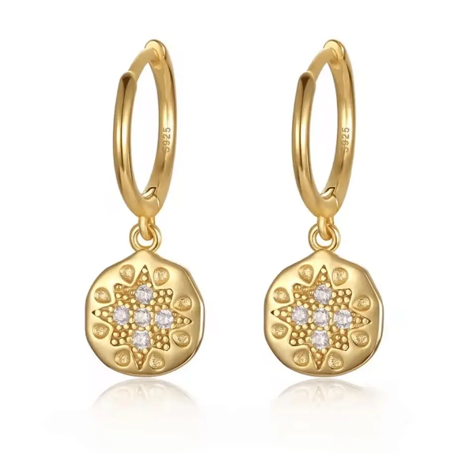 Fashion Earrings Jewelry 925 Sterling Silver Baroque Drop Earrings Luxury Gold Plated Hoop Earrings for Women
