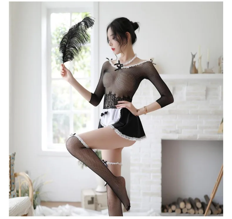 Skinny maid black cute