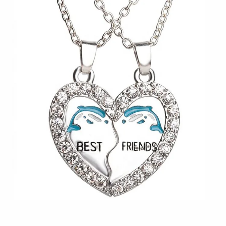 

Popular Personalized Rhinestone Heart Necklace Pendant Charm Graduation Friendship Necklace Gift