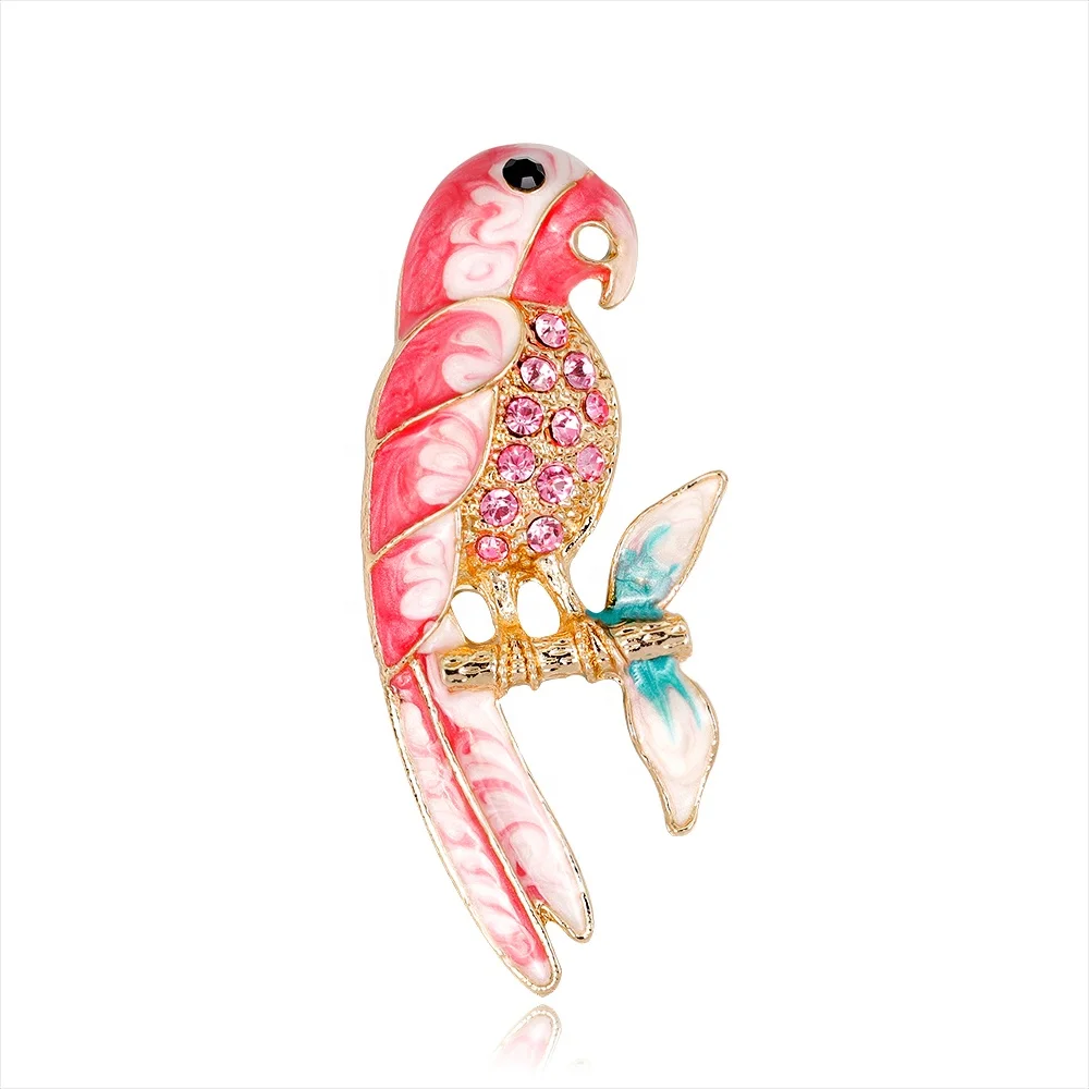 

Shiny Crystal Animal Perfect Colorful Painting Parrot Bird Brooch