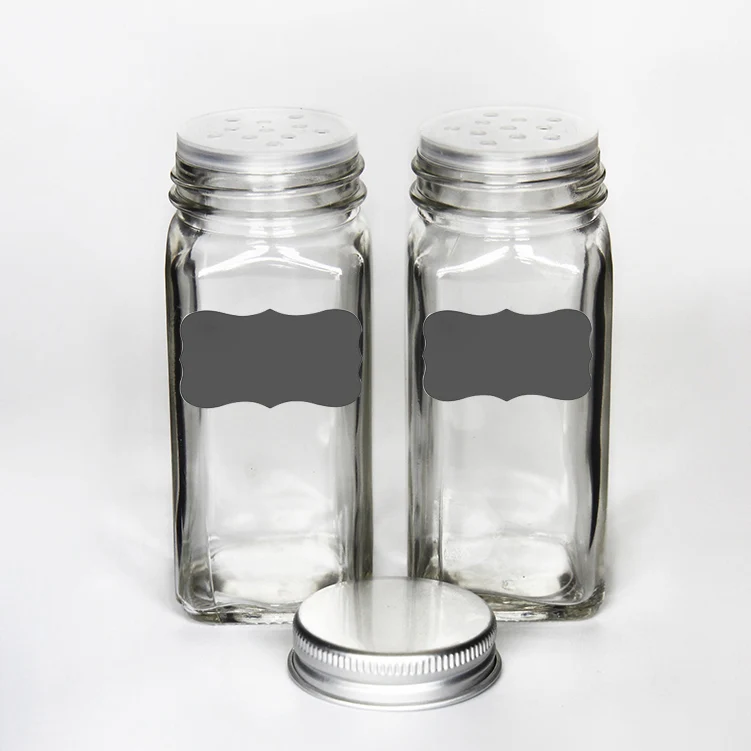 

wholesale kitchen canisters condiment 4oz square glass spice packaging jar