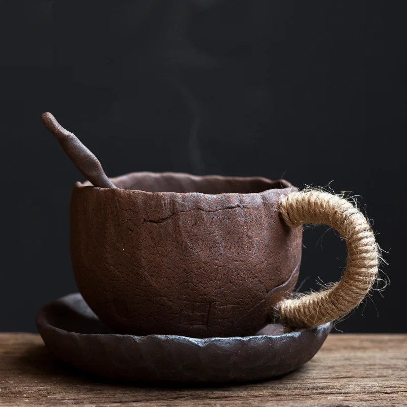 

Handmade Pottery Mug Large Capacity Japanese Coffee Cup, As picture,japan design