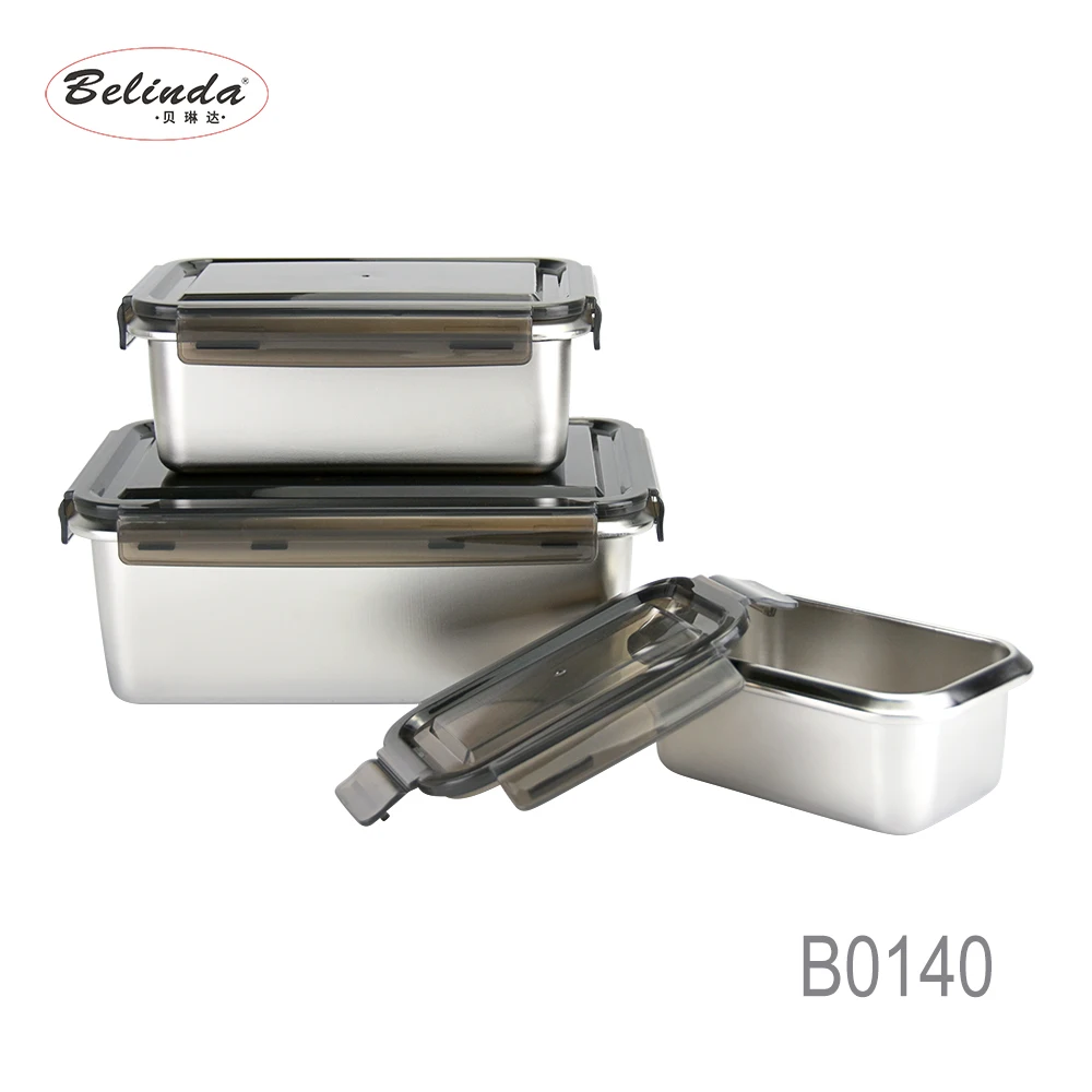 600ml 1400ml 2800ml Stainless Steel 316 Rectangular Food Containers with Lids  B0140-2