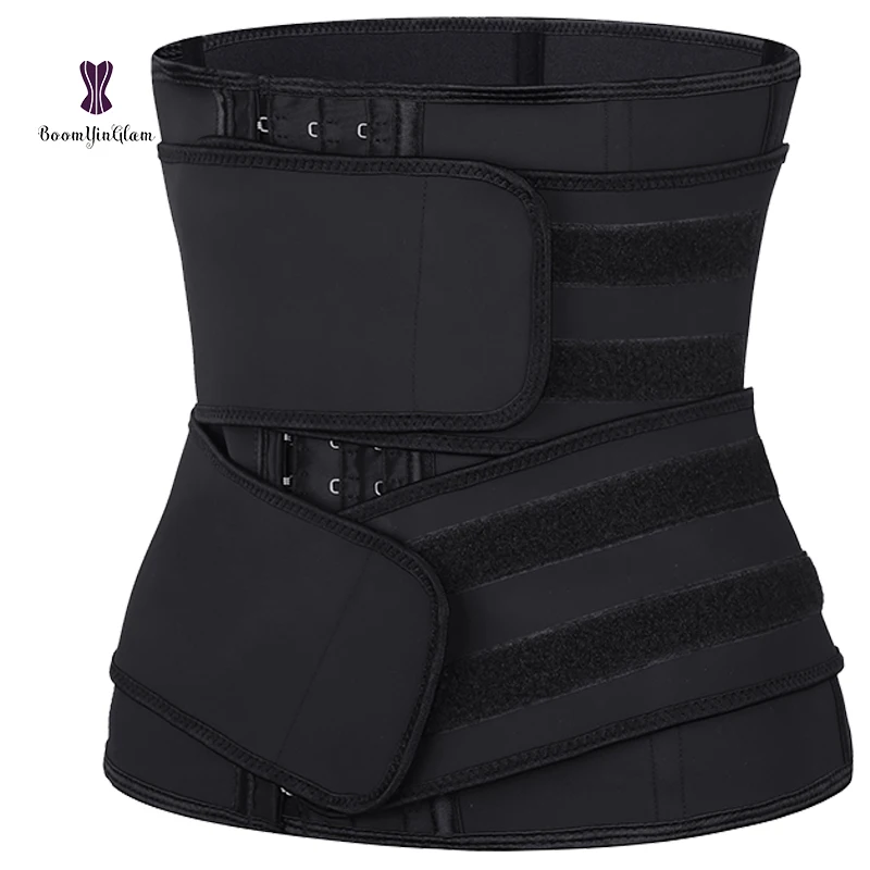 

front 3 hooks double straps Breathable Women Latex Waist Cincher Trainer double belt private label