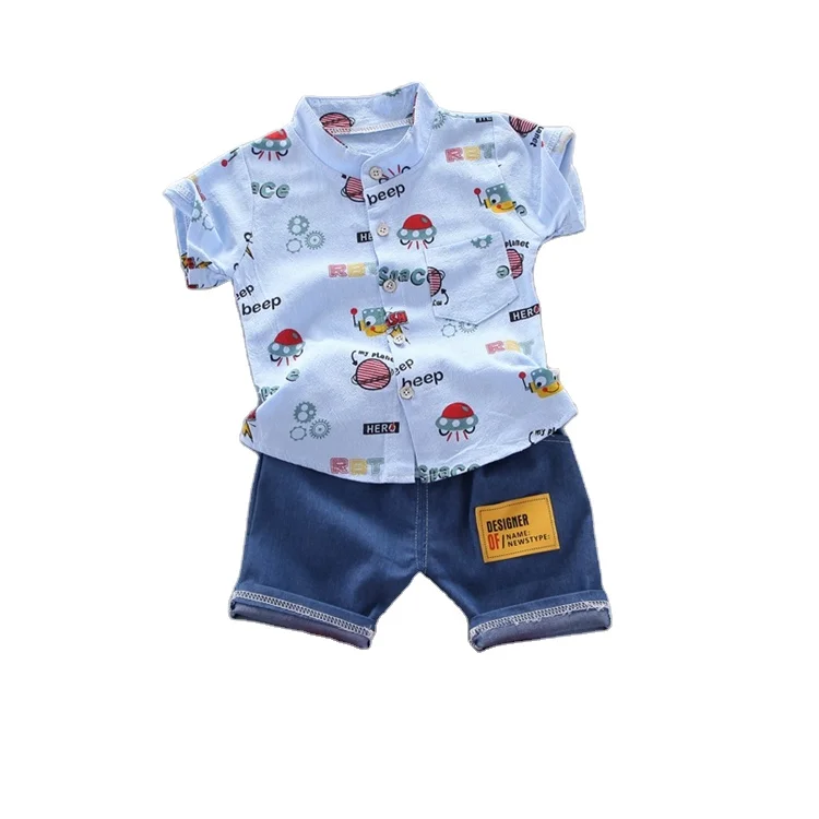 

Hot Sale Printed T-shirt And Shorts Boy Shirt Children Clothing Sets