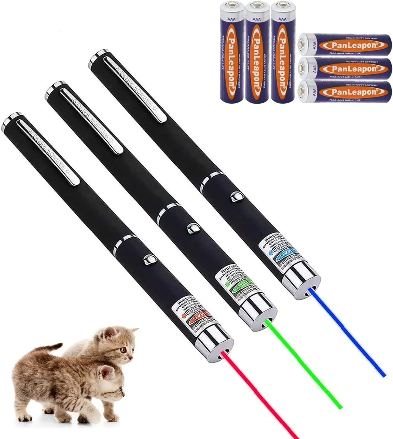 

Laser Pointer, Cat Toys for Indoor Kitten, Lazer Pointer Pen with Red Light, Interactive Pet Cat Toy(3 Packs), Blue red purple