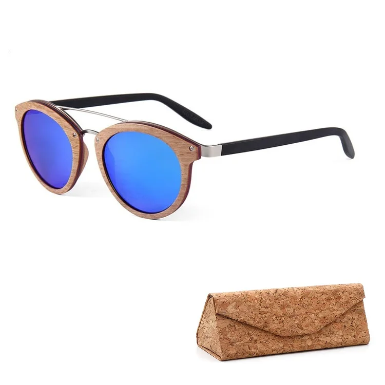 

Vintage Natural Blue Lens Polarized Sun Glasses Custom Logo Metal Acetate Wooden Frame Shades Sunglasses 2021 Mens, Any colors