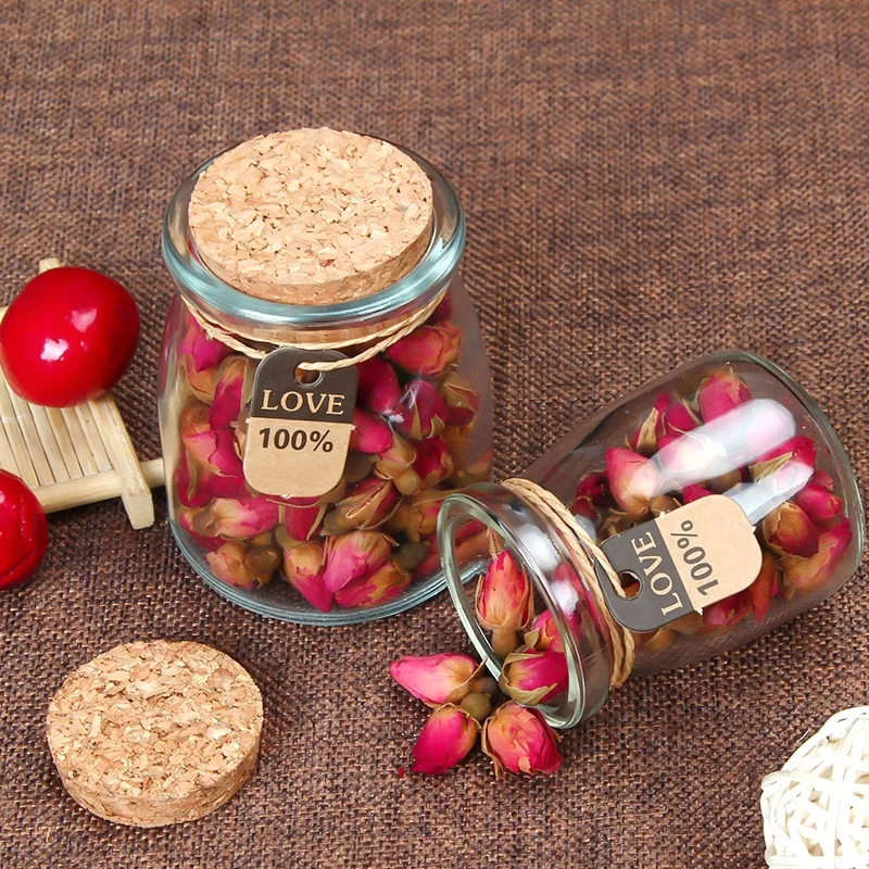 

Wholesale 100ml 150ml 200ml Mini Round Clear Storage Glass Jars with Cork Lids for Wedding Gifts