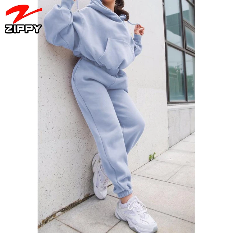 

OEM Custom Printed Embroidery Logo Joggers Women Sweatsuit Set Two Piece Set Track suits Women with hood, Custom color