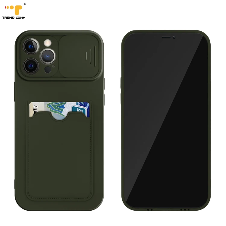 

Luxury Quality Shockproof Soft TPU Silicon Cover for iphone 12 pro 12mini Case with Card Holder, Black, blue,pink, red, white