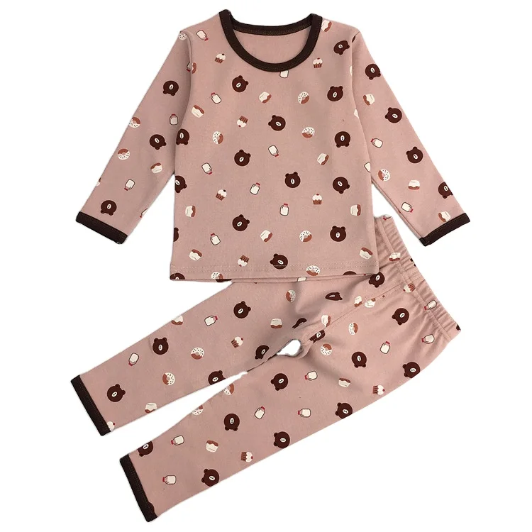 

Thermal underwear suit boys and girls cotton round neck autumn and winter children pajamas, Pictures shows