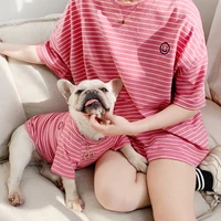 

Wholesale Summer Stripe Full Size S-XXXXL Outfits Matching Pet Dog cat clothing and human Owner T-shirts Vest clothes from china