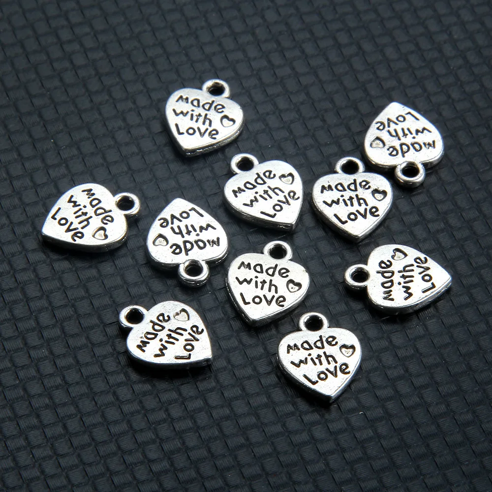 

Hot popular jewelry accessories letter engraving heart shape charm pendant for bracelet, Picture