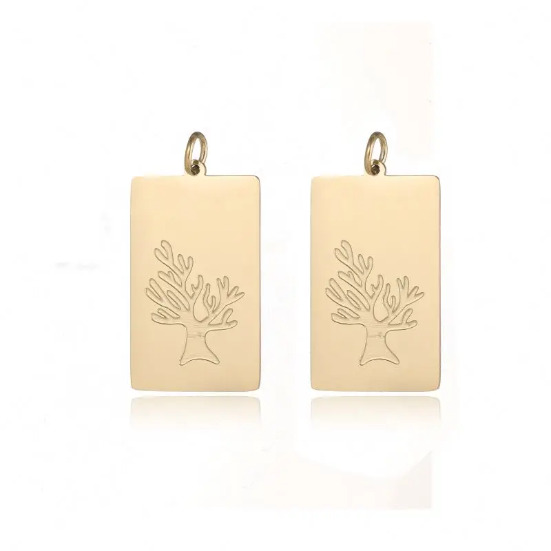 

Gold-plated Square Brand Carving Tree Of Life Earrings,Diy Earring Materials Jewelry Accessories