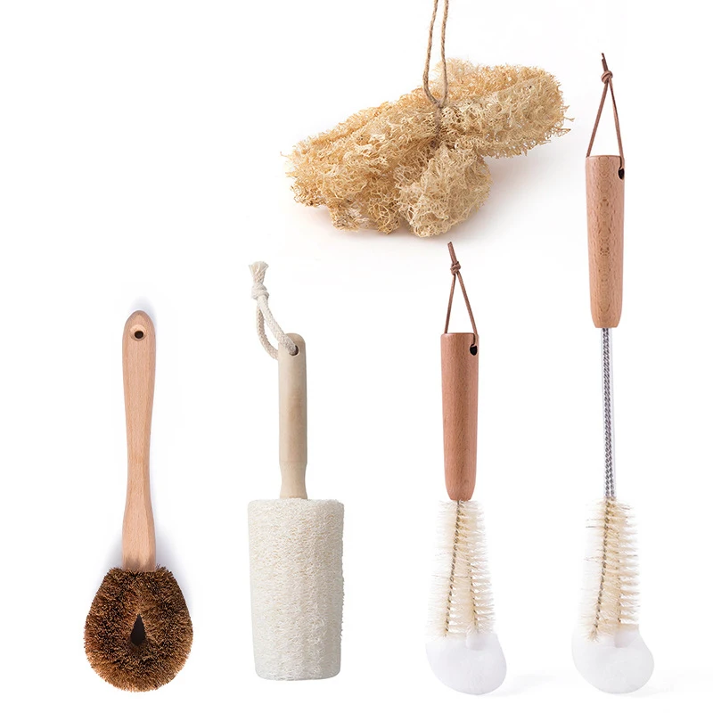 

CL061 Natural Wooden Long Handle Pan Pot Dish Bowl Washing Cleaning Brush Kitchen Pot Brushing Tool Non-stick Scrub Brush