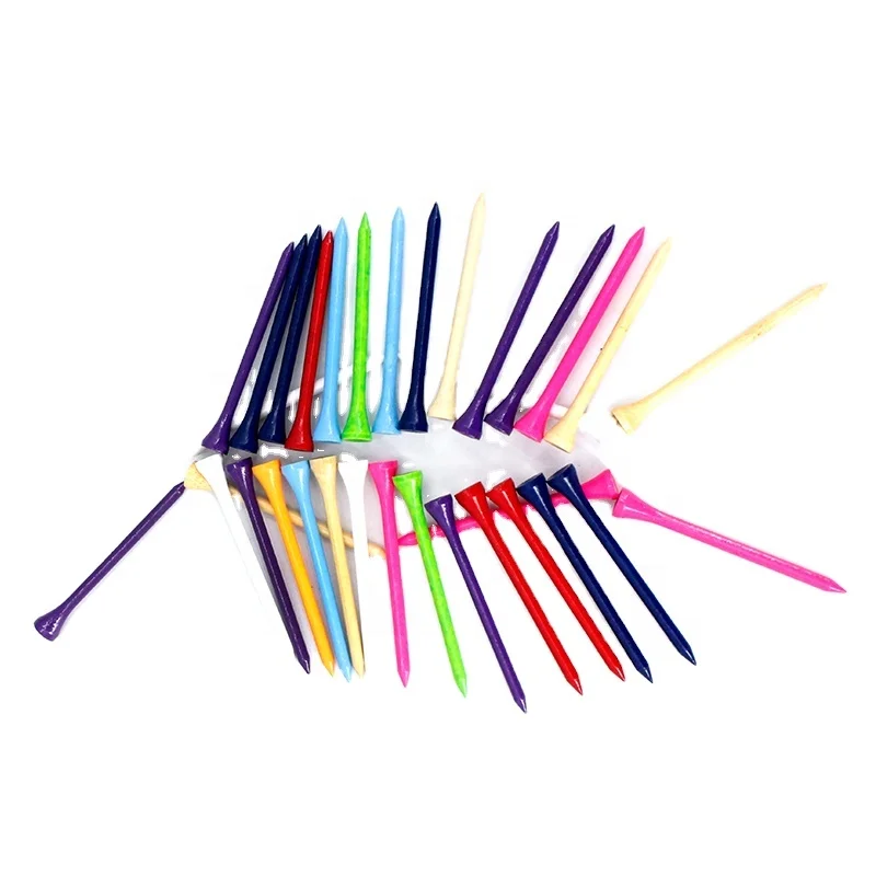 

High quality Factory Price Customized Printed Logo  Color Bamboo Wood Golf Tees