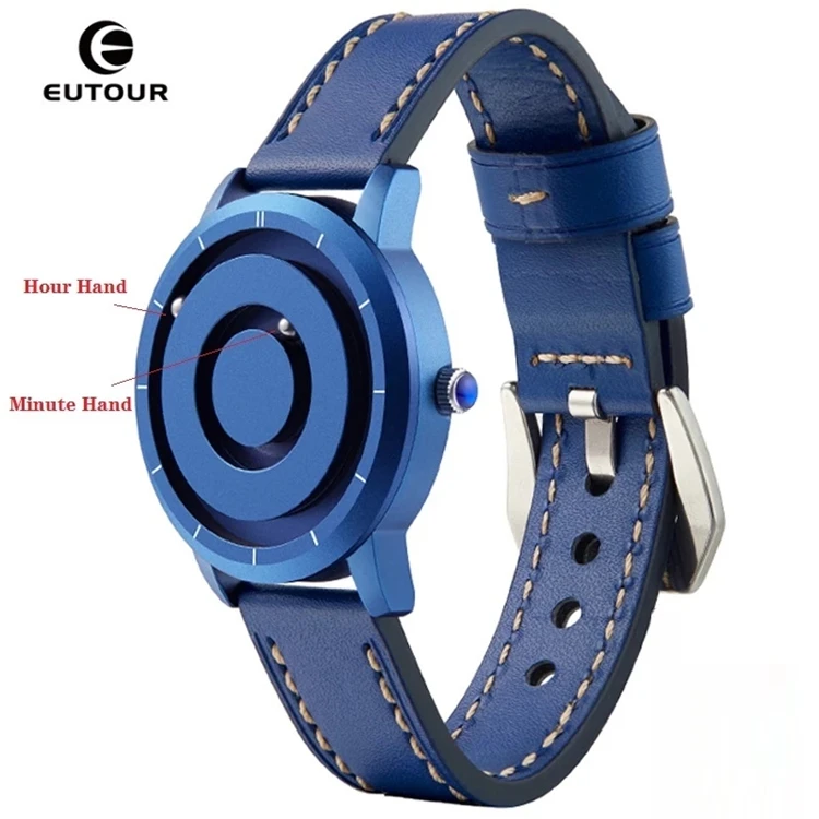 

EUTOUR Colorful Watch Man Magnetic Ball Show Quartz Wristwatches Silicone Canvas Steel Strap Fashion Causal Male Clock Blue Gold