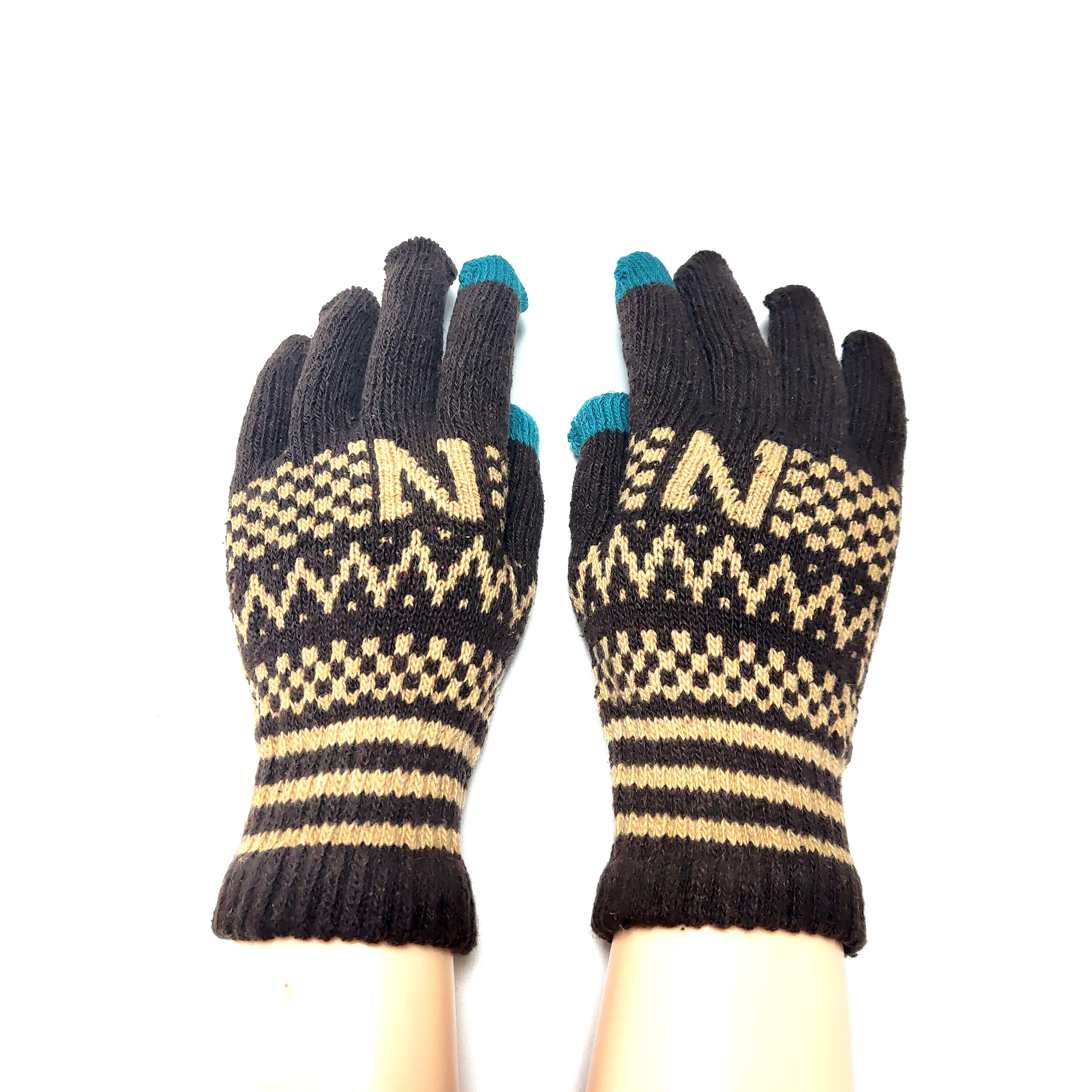 
Best price quality Acrylic Knitted Jacquard pattern fashion funky warm winter Magic Gloves 