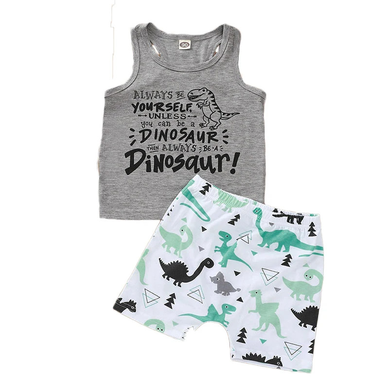 

Hot selling cute cartoon print wholesale boutique newborn 0-4 years infant kids children baby boys clothing sets
