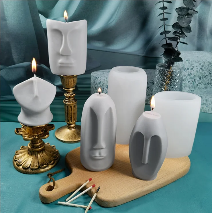 

1 Set of Nordic Design Face Silicone Candle Mold for DIY Handmade Aromatherapy Candle Plaster Ornaments Portrait Sculpture Mould