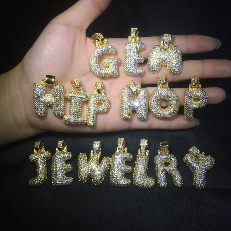 

GZYS JEWELRY Wholesale Jwellery Custom Iced Out Bubble Letter Necklace Pendant