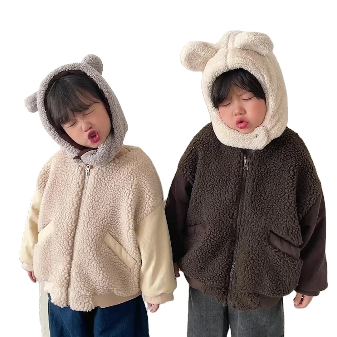 

Good quality baby girls' and boy's fleece overcoats kids winter outfits children thickened coat, As picture