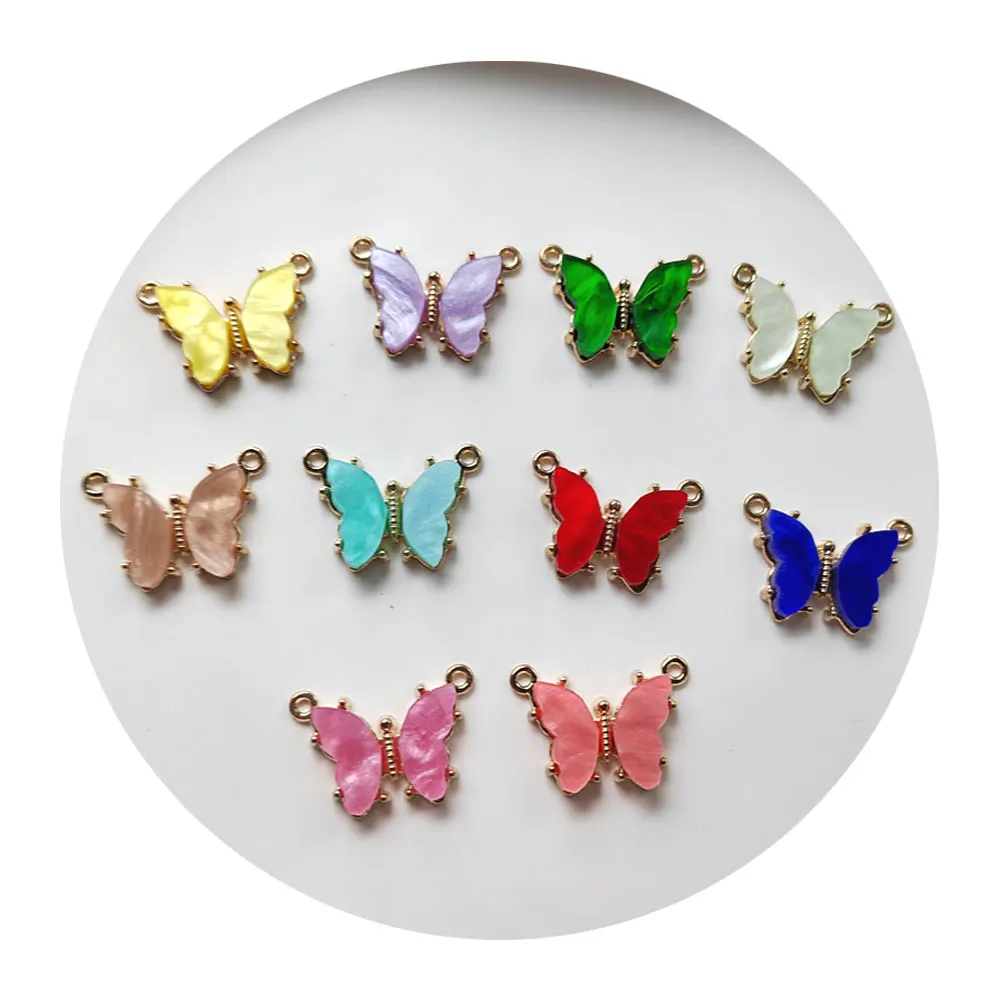 

Double Loops Butterfly Charms Pendant Enamel Alloy Metal Charms DIY Jewelry Accessories for Necklace Bracelet