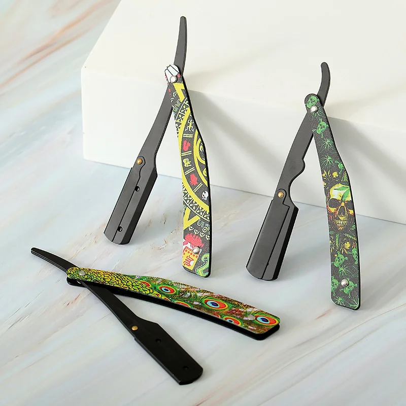 BEIKELIN Custom Tideway Men Barber Tools Hair Black Folding Shaving Knife Stainless Steel Straight Razor
