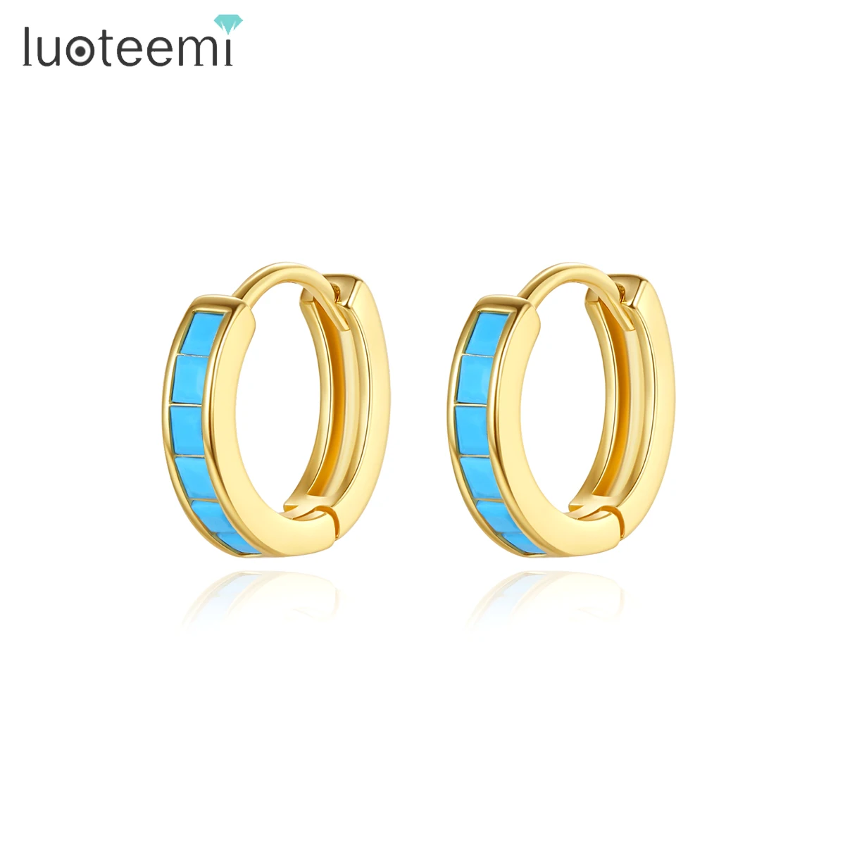 

LUOTEEMI Modern Elegant European Fashion Earing Designer Minimalistic Hot Sale Turquoise Earring Woman