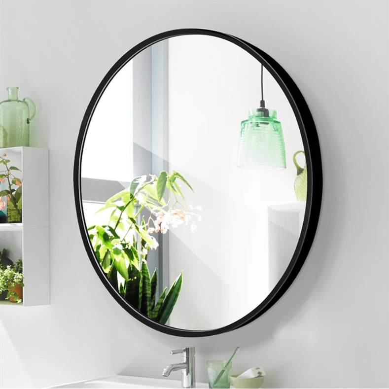 

Diameter 60 cm shatter-proof aluminium alloy black frame round wall mirror for bathroom decorative wall mirror