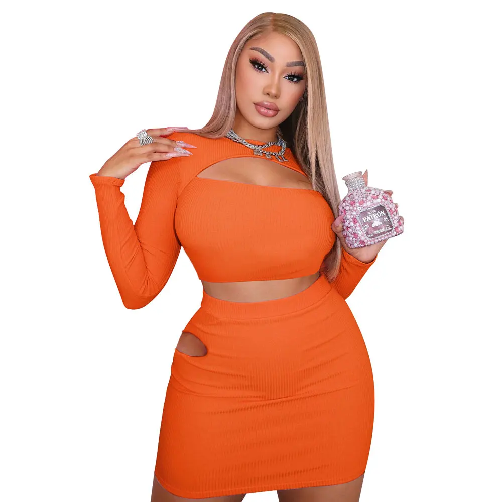 

21201-MX35 new spring solid color cut-out casual dresses women sehe fashion