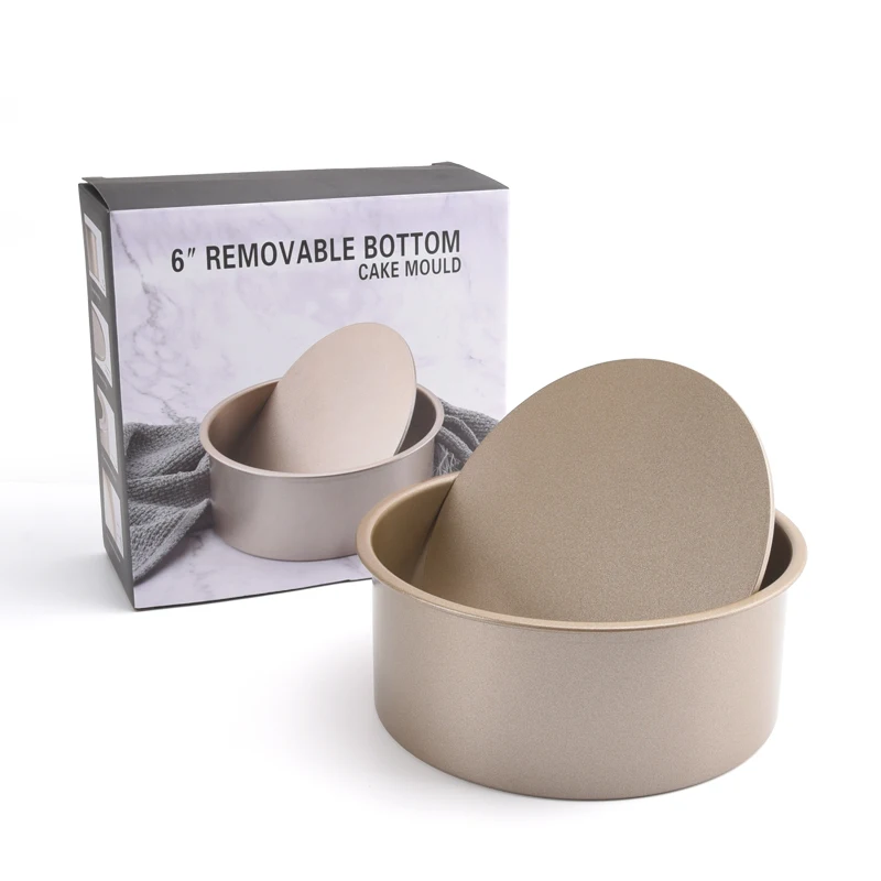 

Gold Coated  Carbon Steel Non-stick Round Shape Cheese Cake Mould With Removable Bottom