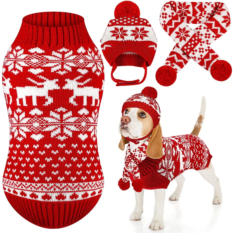 

pet dogs clothes Reindeer luxury designer dog sweater Winter warm little dog christmas sweater