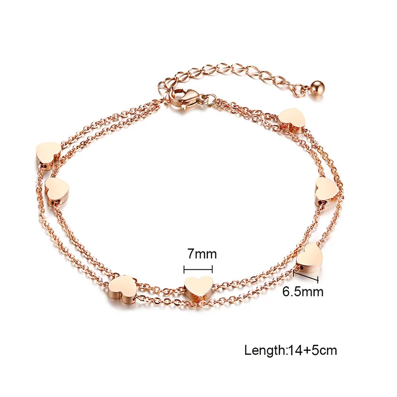 

Wholesale Fashion Jewelry Double Layers Stainless Steel Gold Tone Ankle Bracelet Set for Women