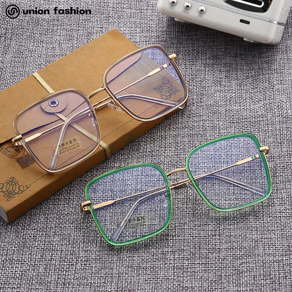 

Classic Big Square Metal Frame Womens Mens Anti Blue Light Proof Glasses, 5 colors
