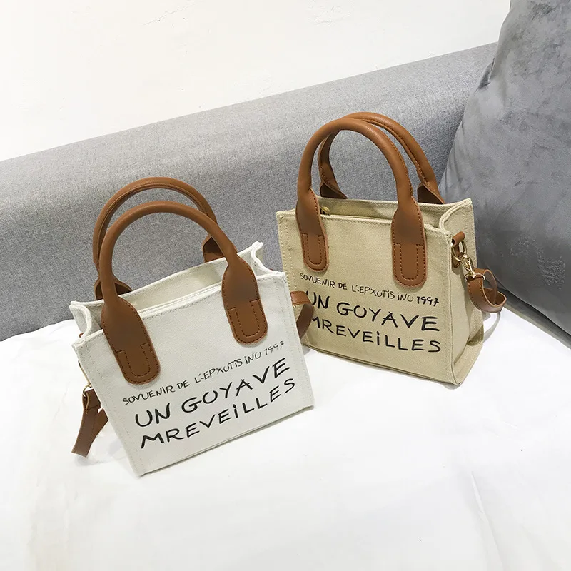 

Korean letter printing single shoulder canvas sling bag small square bag messenger women fashion handbag custom canvas handbag, White,black,red,khaki