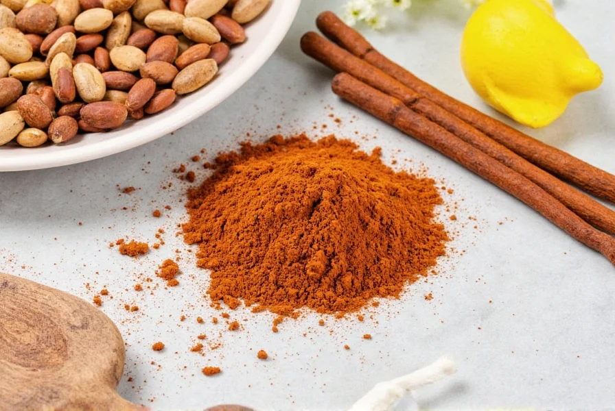 Spice rack showing five spice powder