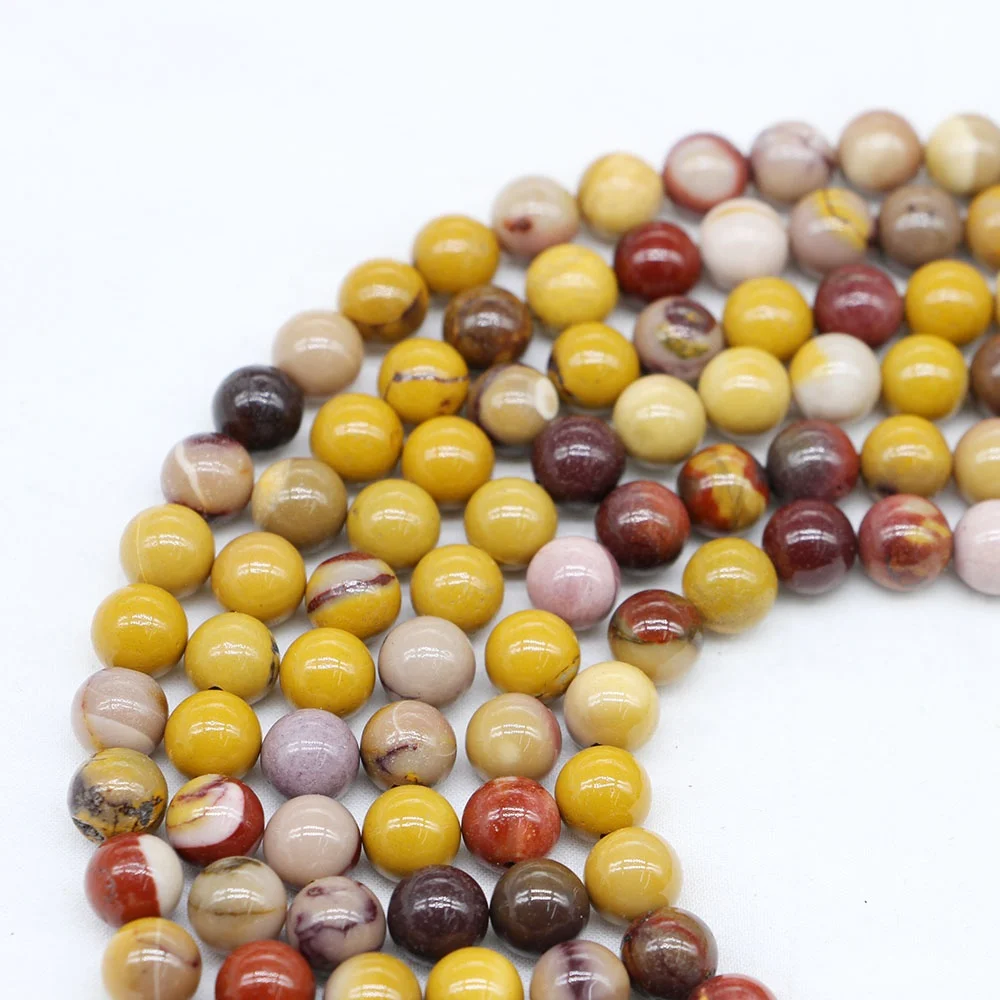 

1strand/lot 4/ Natural Stone Mookaite Egg Yolk Bead Round Loose Spacer Beads For Jewelry Making Findings DIY Bracelet, Black white yellow red blue brown purple green