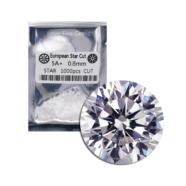 

1000pcs/pack cz gems 5A+ grade european star cut white round brilliant cut loose cz stone cubic zirconia