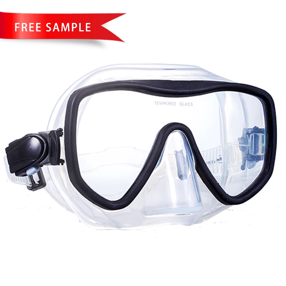 

Wave tempered glass goggles dive black silicone china diving mask