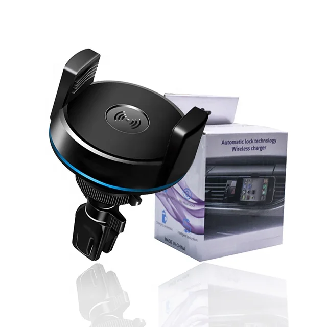

Universal 10W LED Air Vent Mount Charging Mobile Phone Holder Fast Qi Wireless Car Charger, Black