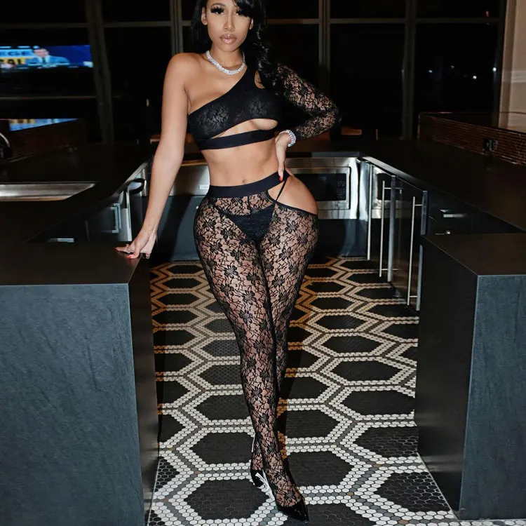 

FS3399A 2021 new arrivals sexy women two piece sets female lace clothing outfits