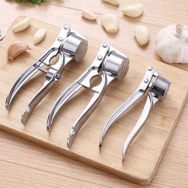 

High quality kitchenware metal stainless steel garlic press manual 4 in 1 hand garlic press