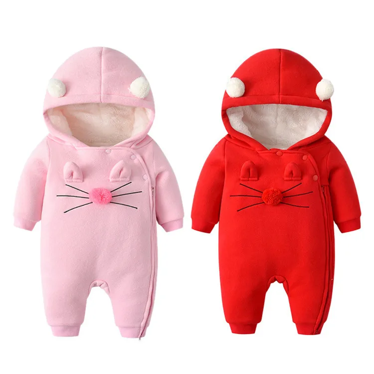 

YQ689 Customized winter wholesale baby romper winter cute long sleeve baby zipper romper