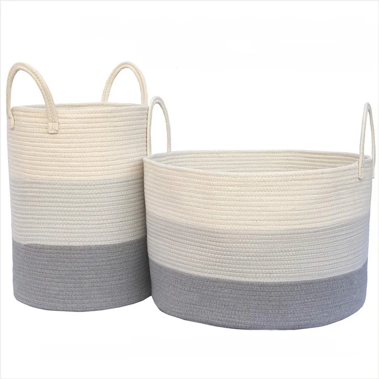 

Large cotton rope woven laundry toy blanket finishing storage basket, Customized color