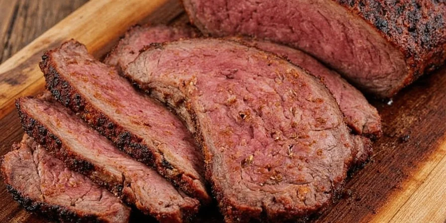 Beef brisket on a grill with spices nearby