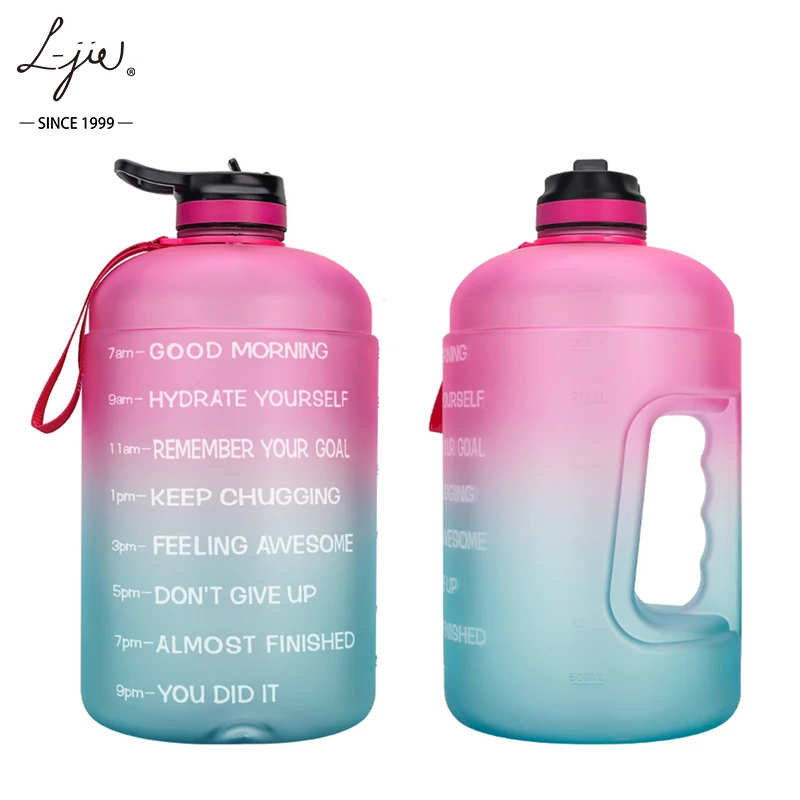 

128OZ/1 Gallon Large Water Bottle, Wide Mouth Big Water Jug with Motivational Time Marker & Straw, Leakproof BPA Free for Gym, Customized color acceptable