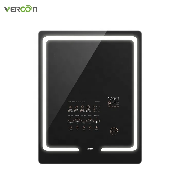 

Vercon wall mounted illuminated smart led light touch screen mirror specchio bagno smart bathroom mirror